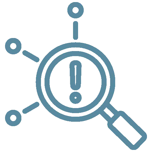 Loupe avec point d'exclamation