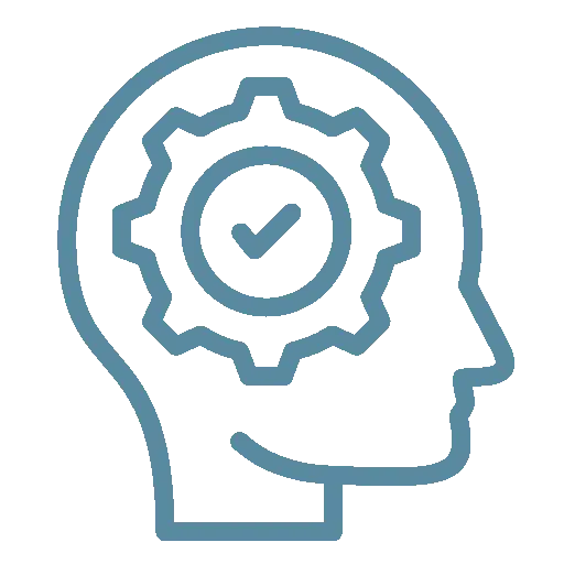 Tête avec un rouage et un check